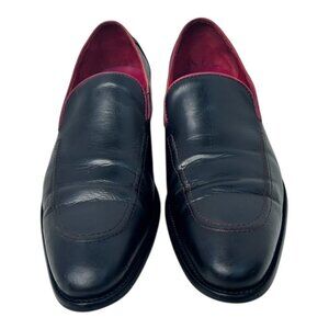 Carrucci by JC‎ Studio Italian Leather Loafers Black & Red Men's Size 9 Luxury